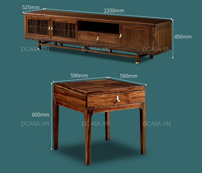 Kích thước bàn trà gỗ BT055