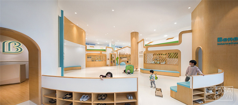 Thiết kế nội thất cửa hàng màu sắc hài hòa dành cho trường mầm non