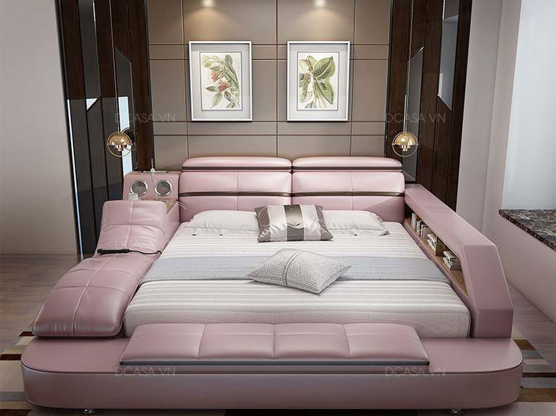 giường thông minh đa năng gtm12 màu hồng