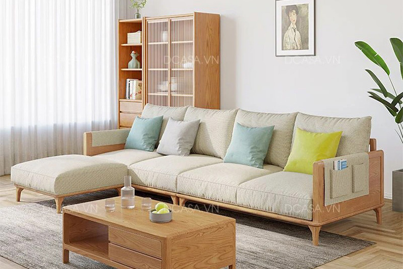 Ghế sofa góc L nỉ hiện đại