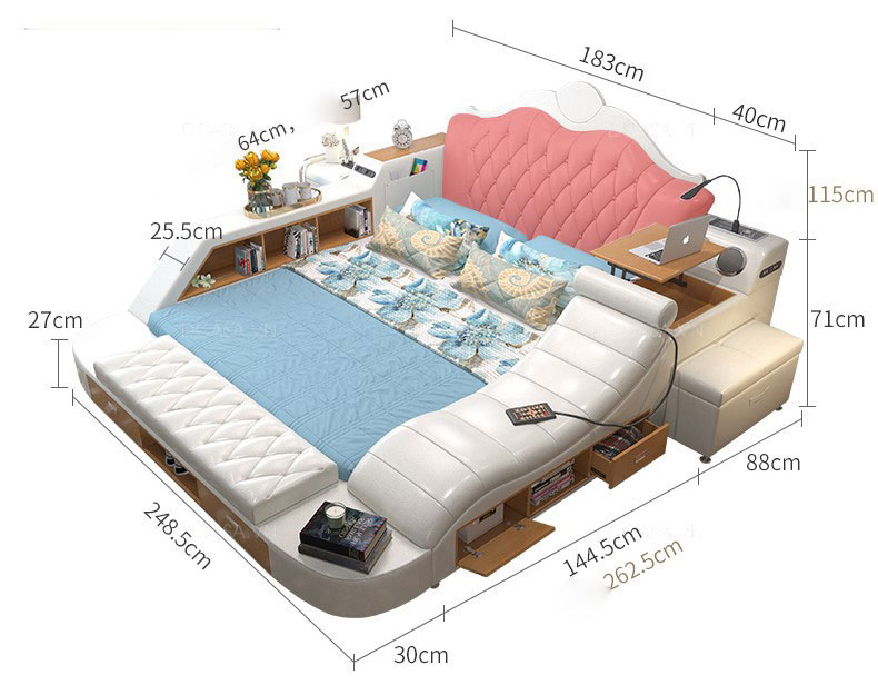 Kích thước giường thông minh GTM18  phiên bản tiêu chuẩn