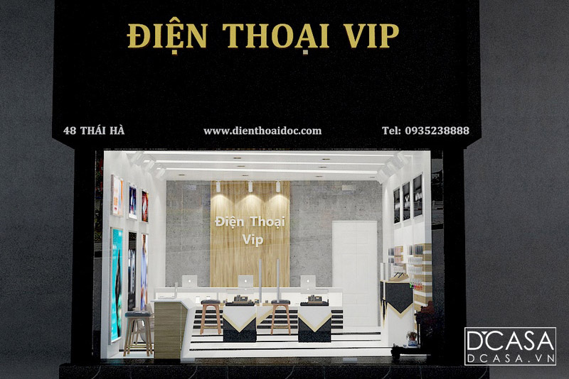 Thiết kế nội thất cửa hàng điện thoại vip Thái Hà