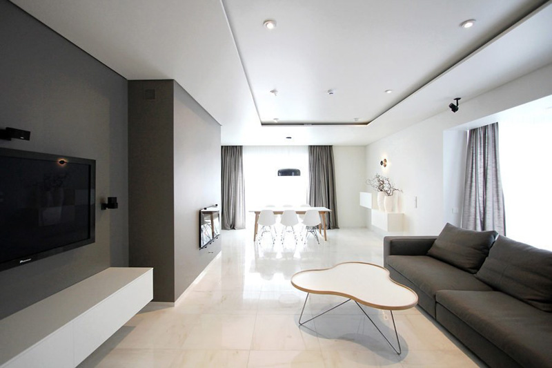 Mẫu thiết kế phòng khách tối giản