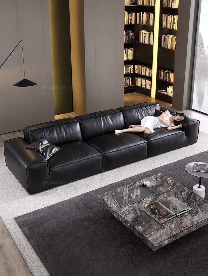 Sofa da đen DSD45