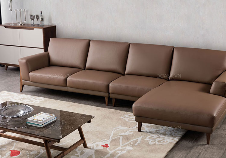 ghế sofa da màu nâu đất DSD05